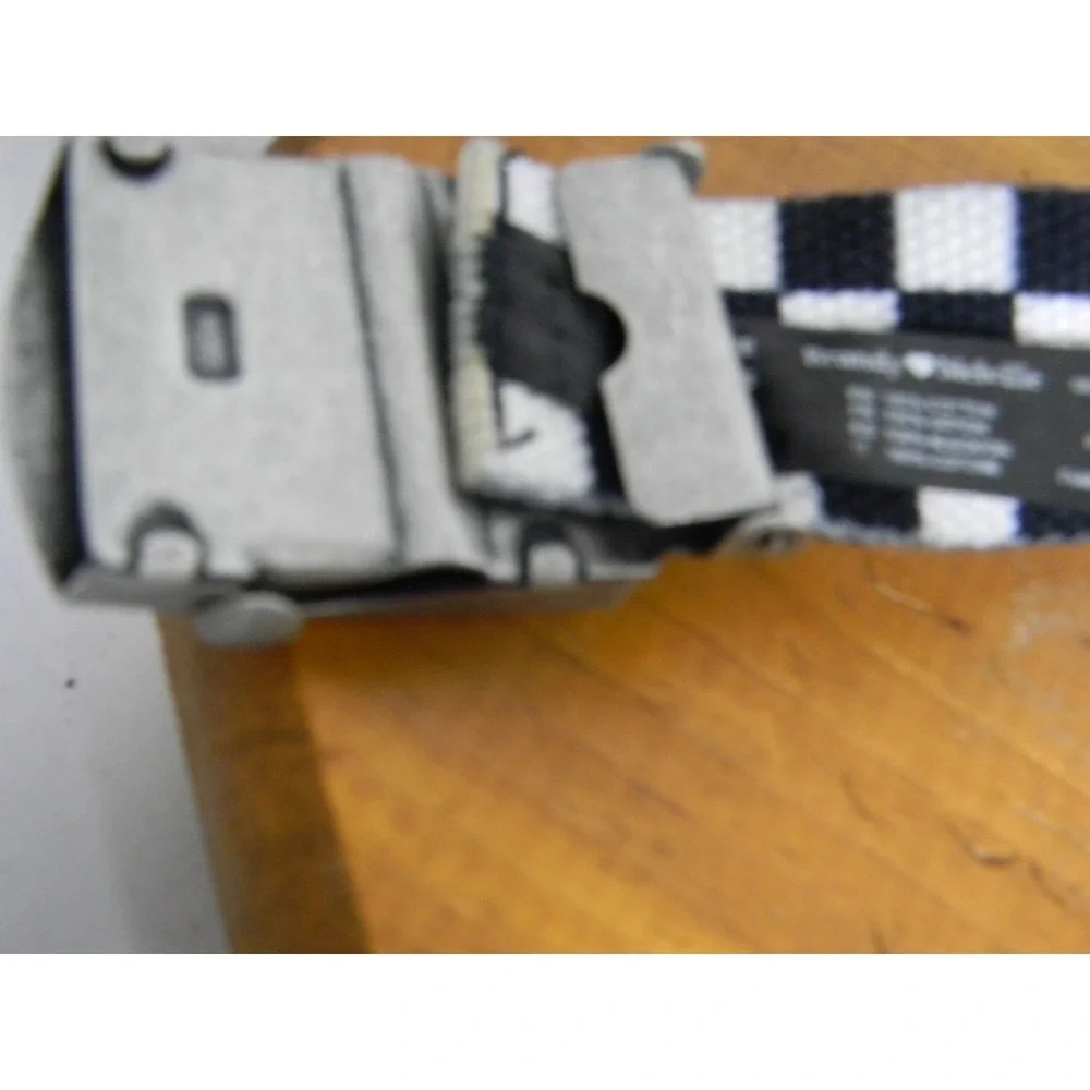Brandy Melville Checkered Canvas Belt One Size Black White Silver Buckle Y2K
